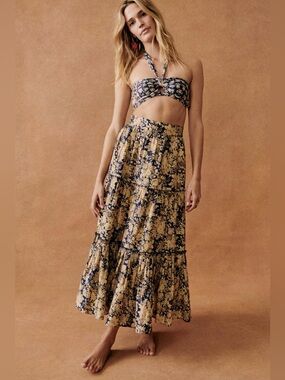 Sezane Sakura Tiered Maxi Skirt, Country Flowers